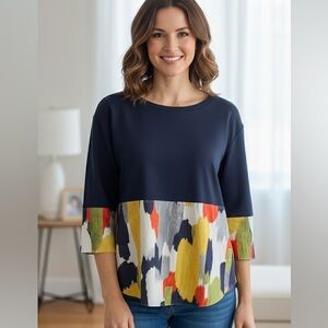 COS Color Block Watercolor Top Size Small